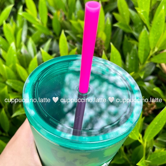 🍓LAST SET🌻Starbucks Summer 2022 Soft Touch Floral Pink & Green Grande Tumblers - Picture 14 of 16